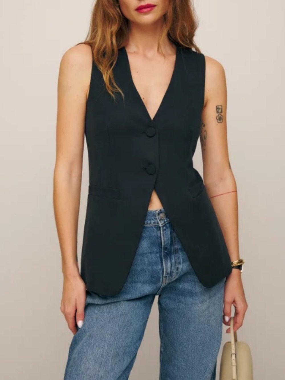 NWT Reformation Casey Vest Black Size Small